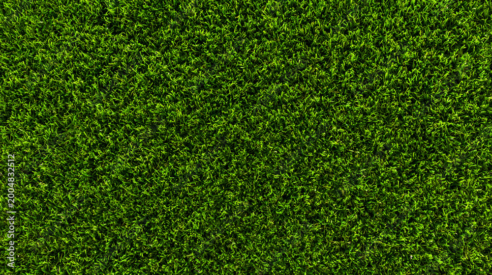 Obraz premium Green grass seamless background texture. Aerial top view of green turf surface from a garden lawn, football pitch, sports field.