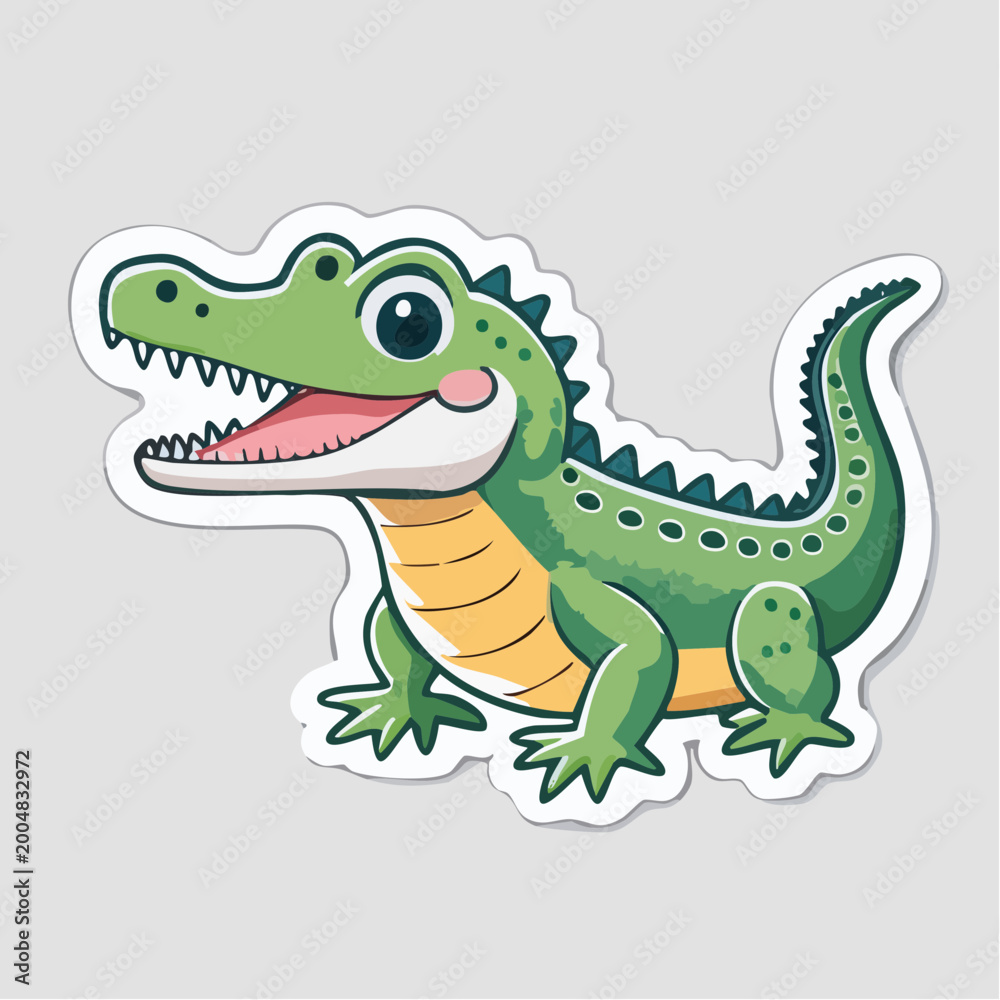 Fototapeta premium Cute Cartoon Alligator Sticker