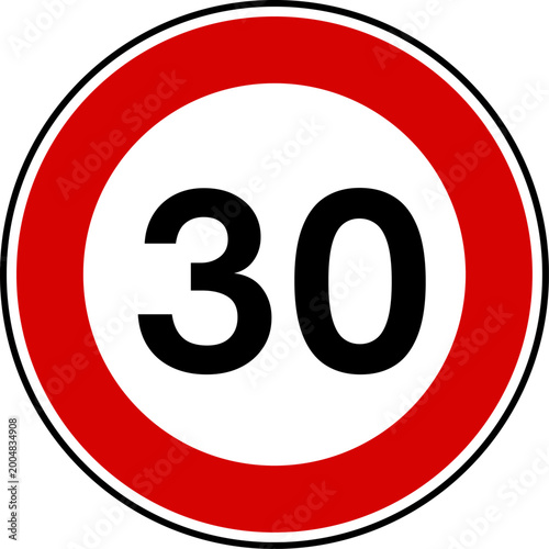 Circular Red Maximum Speed Limit 30 Road Sign Vector