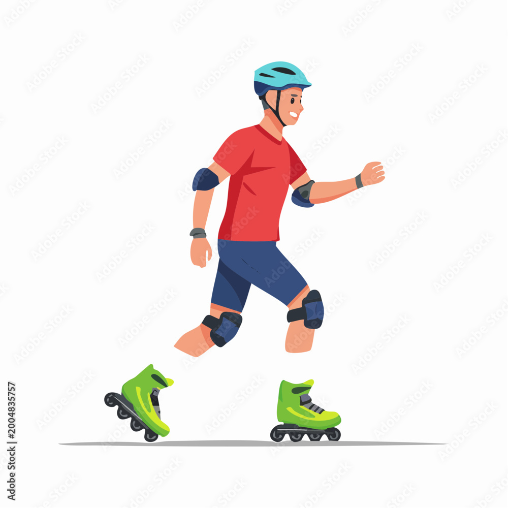 Obraz premium Man Rollerblading with Protective Gear