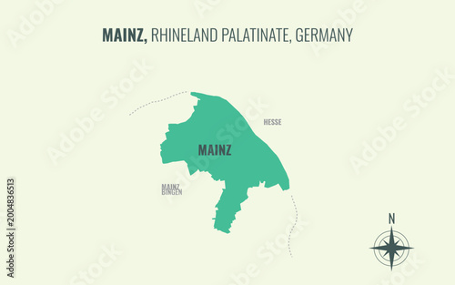 Foto A map showing Mainz RP Kreise into Gemeinden in a minimalist colorful style