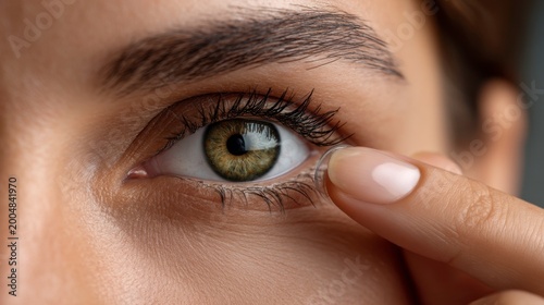 Eye health check-up close-up of a woman's eye indoor setting lifestyle photography focus on eye care