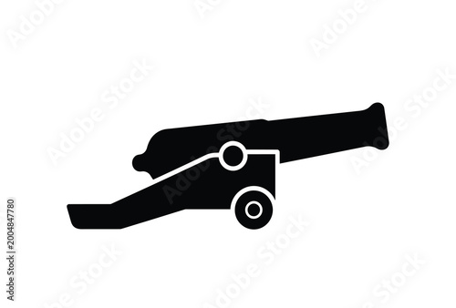Photography A black silhouette of an antique cannon historical weaponry design silhouette