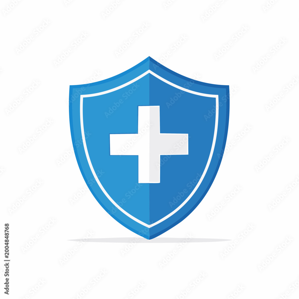 Fototapeta premium Blue Shield with White Cross Icon