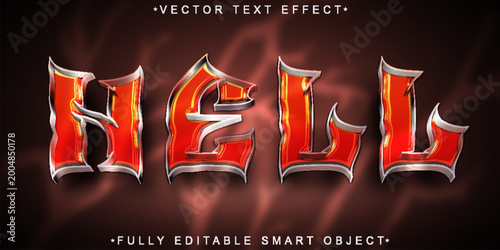 Tableau sur toile Hell Fire Inferno Typography Style Vector Fully Editable Smart Object Text Effe