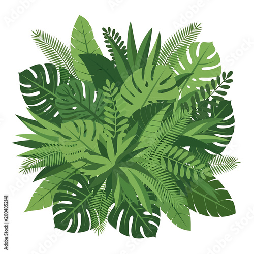 Tableau sur toile Tropical green leaves illustration bunch 1.