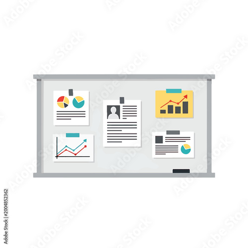 Canvastavla Whiteboard with business charts and graphs.