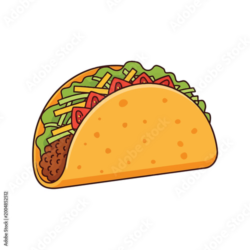 Tableau sur toile Taco with ground beef and lettuce.
