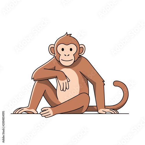 Photography Brown monkey sitting on floor.