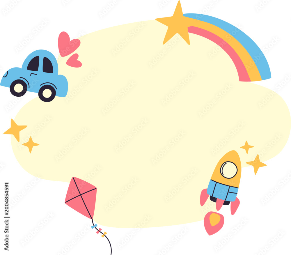 Fototapeta premium Children Day Frame Banner, Kids Celebration Border Colorful Party Poster Background Vector Isolated
