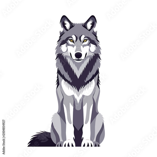 Konstfotografi Gray wolf sitting and looking forward.