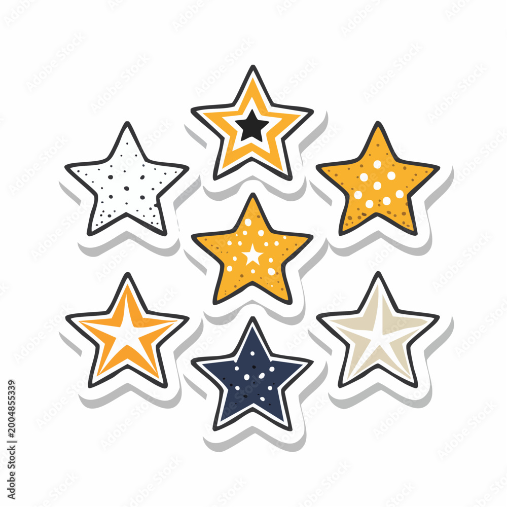 Obraz premium Collection of Hand-Drawn Star Stickers