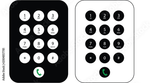 Billede på lærred Minimalist Black Dialer Keypad UI Design (Light & Dark Mode Mobile Interface)
