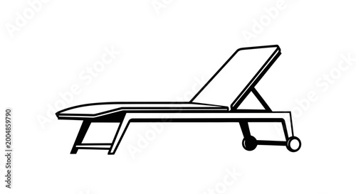 A black and white drawing of a lounge chair