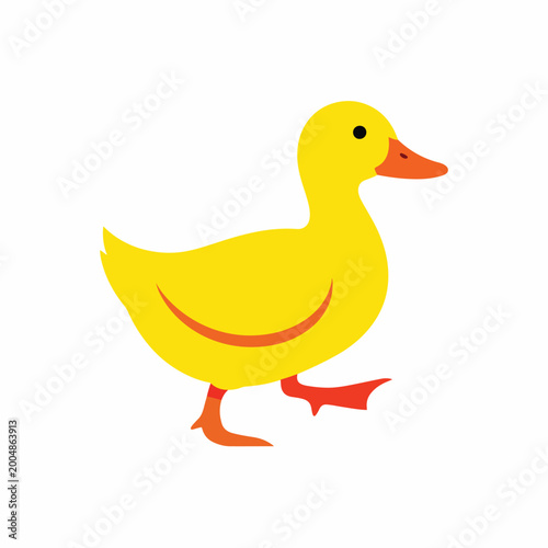 Yellow Cartoon Duck Walking Alone 1.