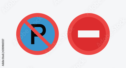 Free Download Important road signs for no parking and do not enter, guiding traffic flow and urban rules. - GFXLoad