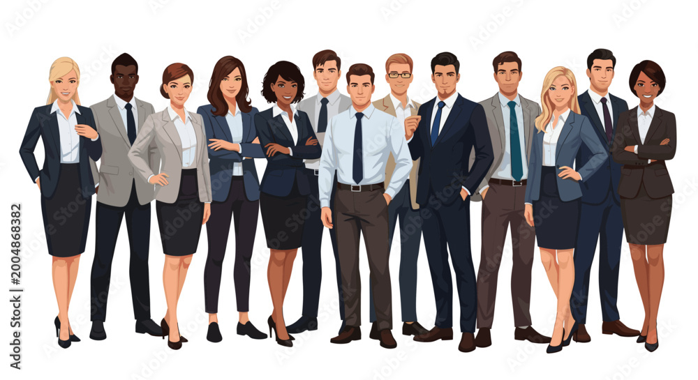 Fototapeta premium Diverse business team of confident professionals ready for corporate success and partnership marketing materials