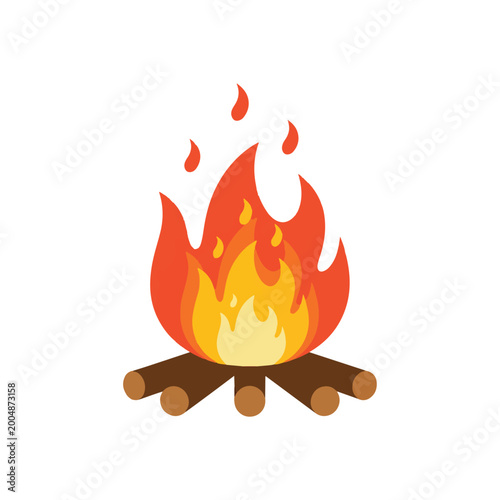 Φωτογραφία Burning Campfire with Orange Flames.