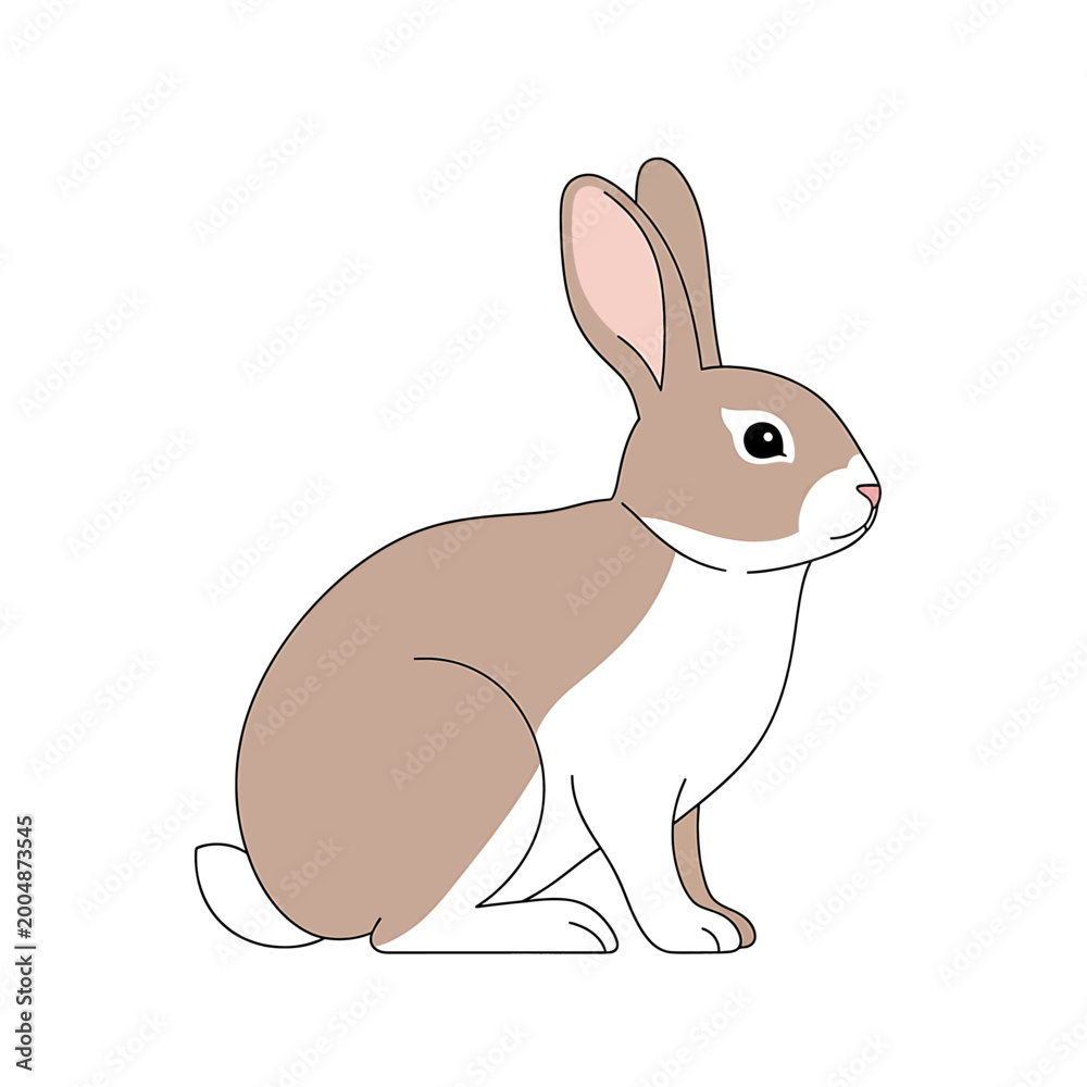 Obraz premium Cute Brown and White Rabbit Sitting.