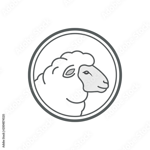 Foto Sheep head in circle logo design.