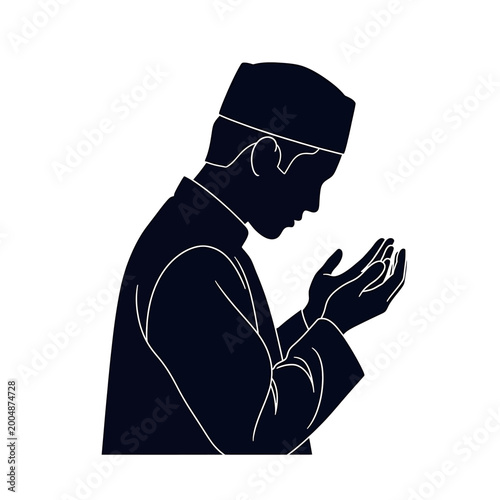 Foto Man in prayer with hands up.