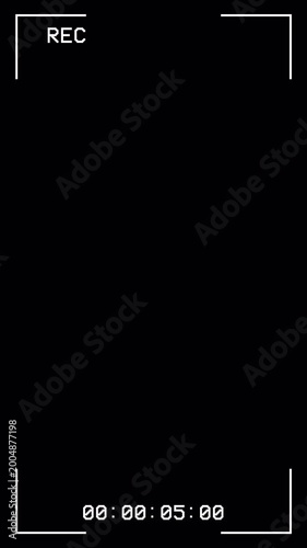 Camcorder Recording Vertical Screen Interface with Digital Timecode and REC Icon Overlay 4k video animation seamless loop