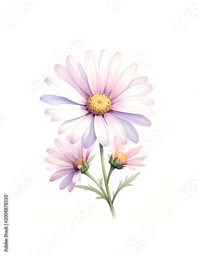 Cosmos Flower Watercolor Botanical Illustration