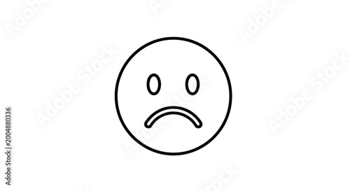 Quadro su tela Sad face icon, simple line drawing, negative emotion, unhappy mood symbol