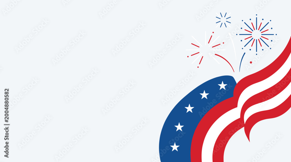 Fototapeta premium American flag elements with fireworks celebration