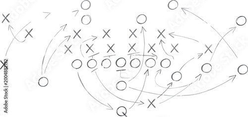 Foto Detailed American Football Playbook Diagram with Complex Tactical Strategies and
