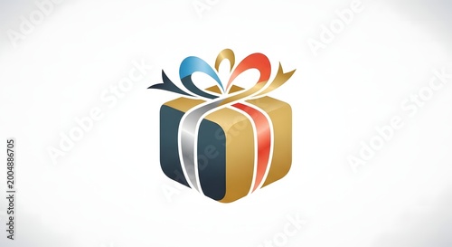 Tableau sur toile Colorful gift box with ribbon and bow a celebration of giving