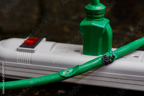 Foto Burned Extension Cord Power Strip Hazard