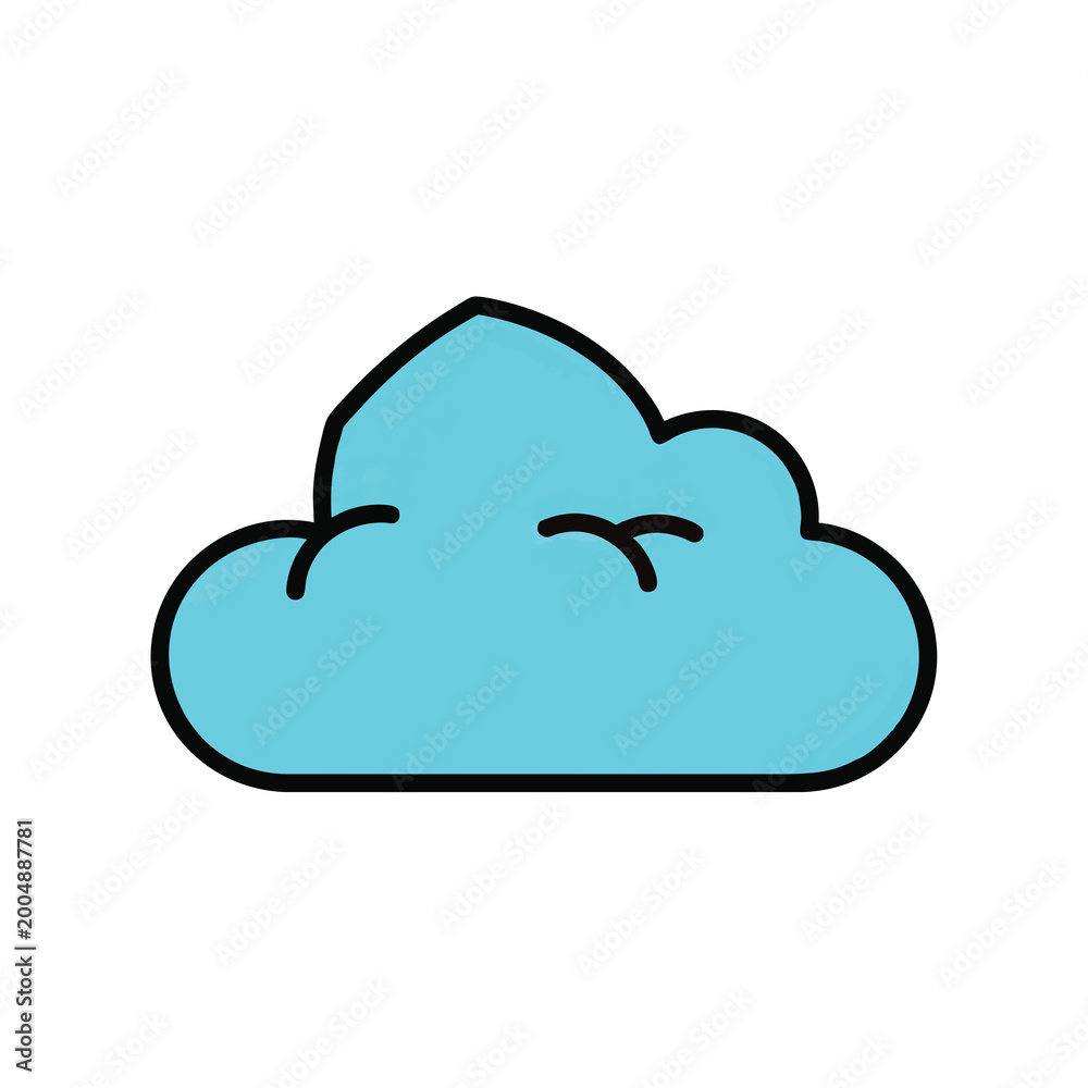Obraz premium Minimalist Blue Cloud Icon Vector Illustration.