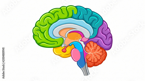 Foto Human Brain Parts Anatomy Colorful Vector Diagram