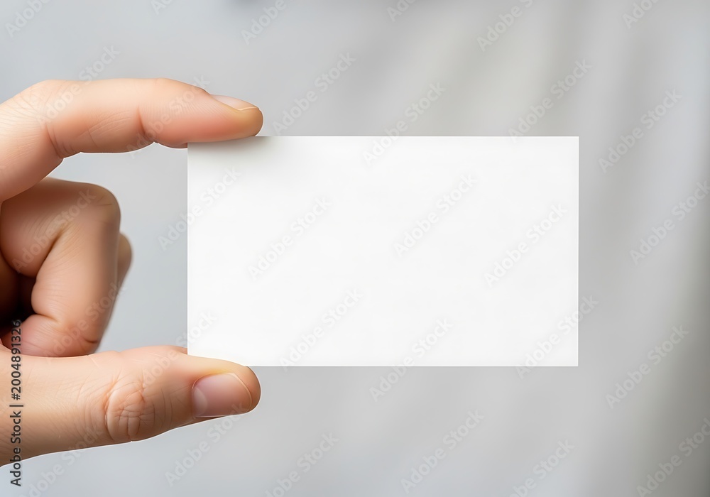 Obraz premium Hand Holding Blank White Business Card Mockup for Presentation