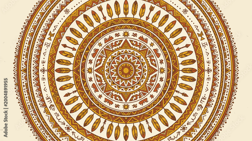 Fototapeta premium Intricate Circular Mandala Pattern with Gold Accents.