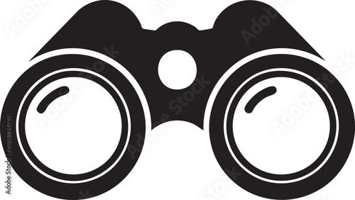 Binoculars, Black Silhouette, Vector Icon, Observation Tool