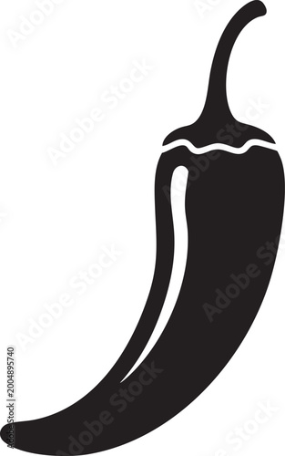 Black chili pepper icon, spicy food symbol, vegetable illustration, kitchen element