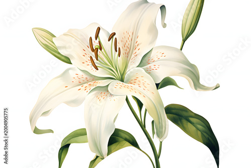 Beautiful bouquet of white lily flowers isolated on a clean background with fresh petals and natural floral elegance