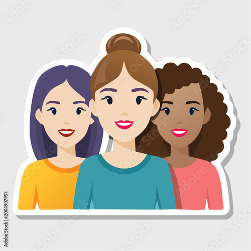 Diverse group of three women smiling
