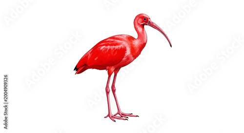 Bild auf Leinwand Vibrant scarlet ibis bird on a white background.