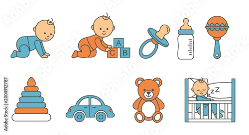 Tableau sur toile Baby toys and nursery items.