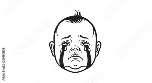 Obraz na plátně Crying baby face with tears.