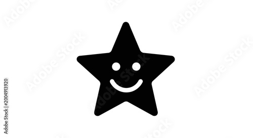 A black star with a smiley face