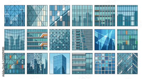 City Skyscraper Windows Grid.