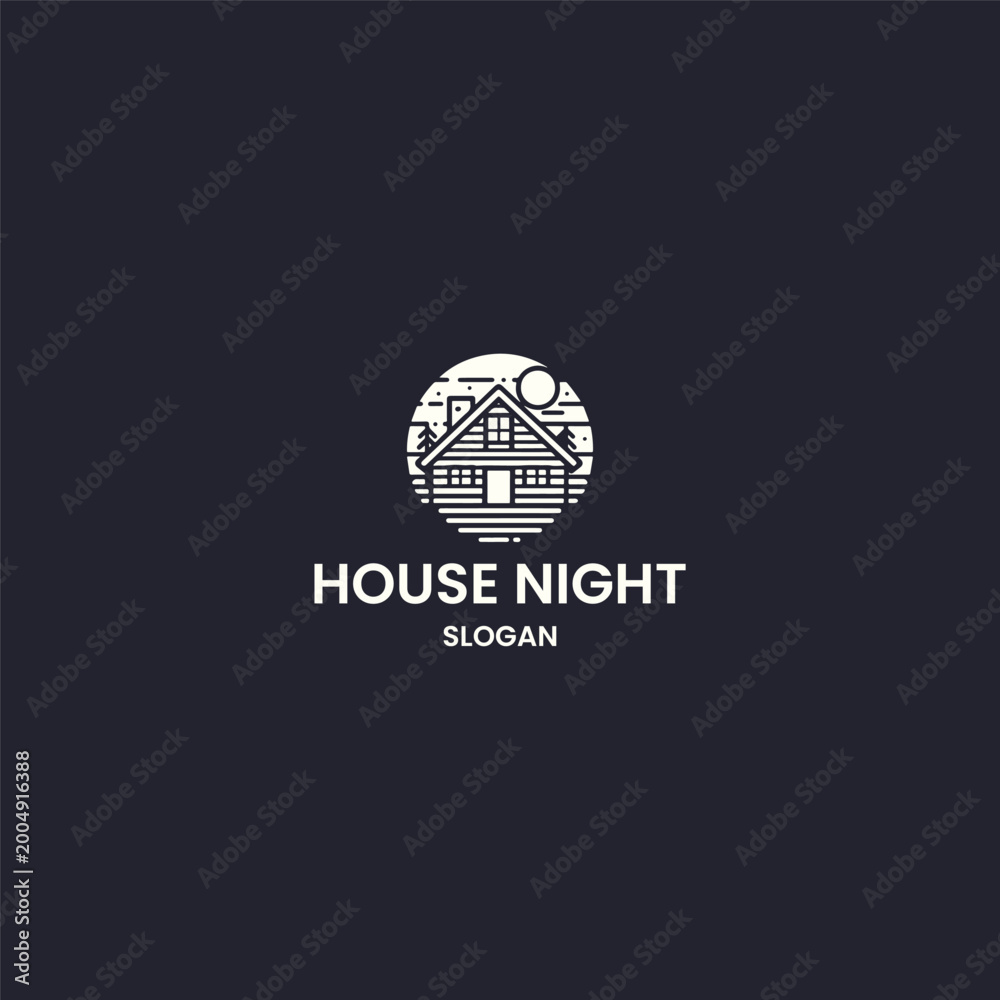 Fototapeta premium House night logo template vector illustration design