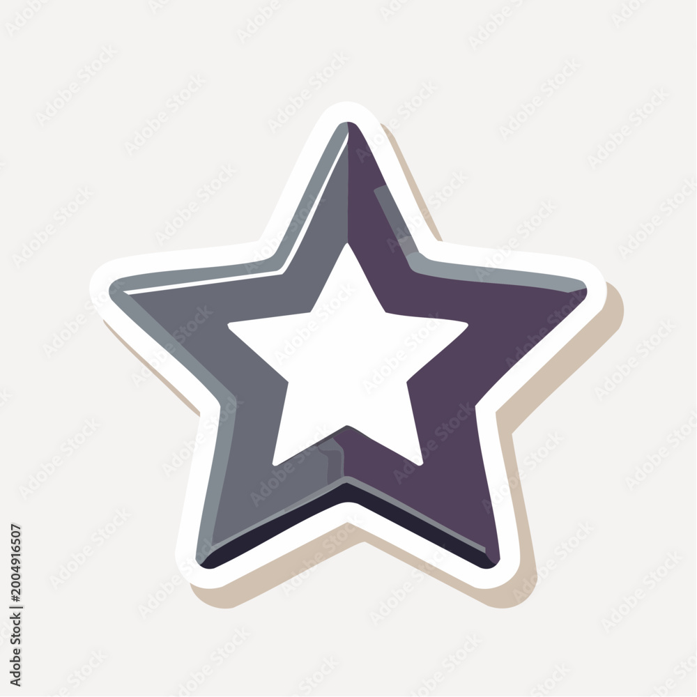 Fototapeta premium Stylized Star Icon with Layered Effect