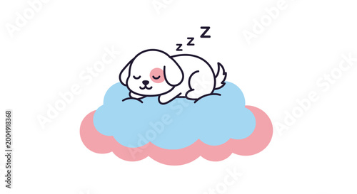 Bild auf Leinwand Cute white puppy sleeping peacefully dreaming.