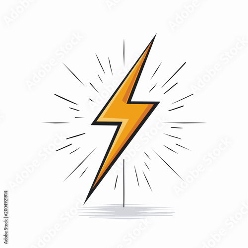 Yellow lightning bolt symbol with radiating lines