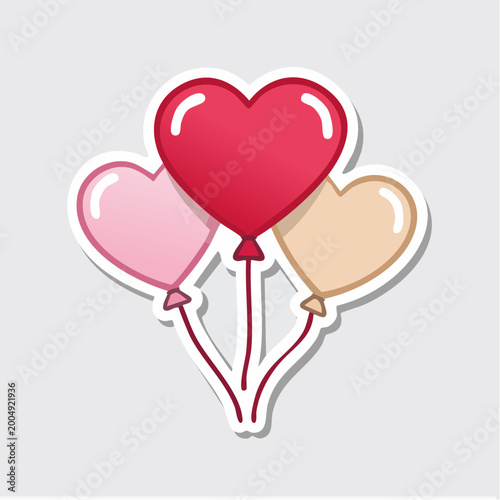 Three Heart-Shaped Balloons in Pink, Red, and Peach